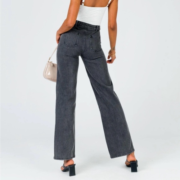 Princess Polly Charcoal Flare Jeans - Picture 2 of 5